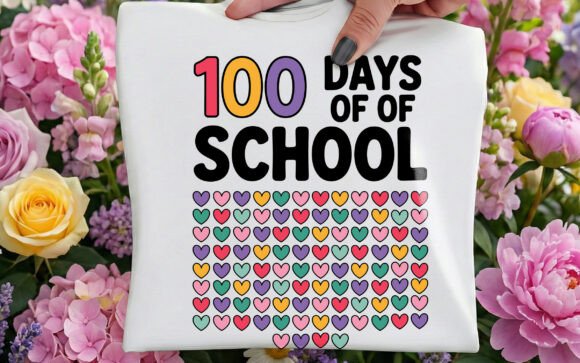 100 Days of School T-shirt Design PNG