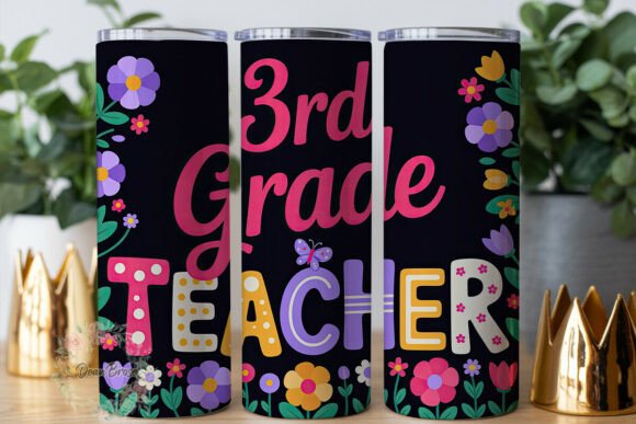 3rd Grade Teacher Floral 20oz Tumbler Graphics