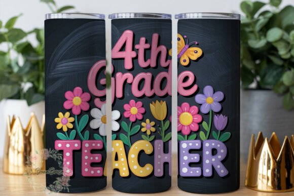 4th Grade Teacher Floral 20oz Tumbler