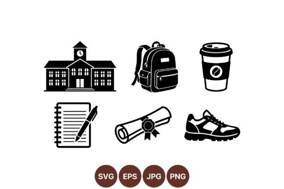 Academic School Icons Vector Set: Graphics & Illustrations for Digital Sellers