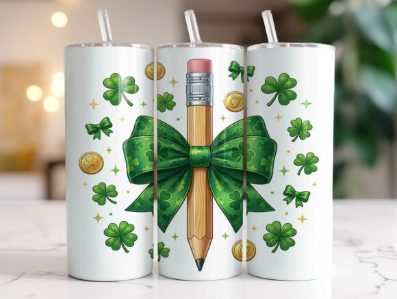 Coquette Bow Shamrock Teacher Tumbler Graphics
