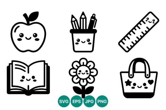 Cute School Essentials Icon Set: Graphics for Creative Sellers