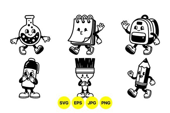 Cute School Supplies Cartoon Clipart Graphics