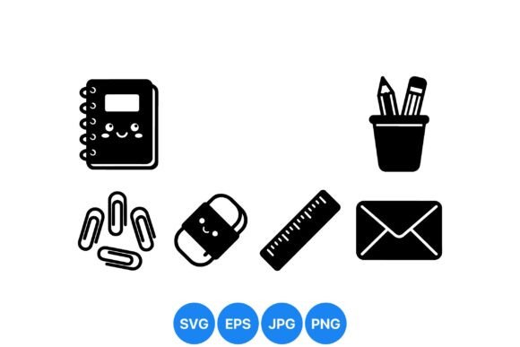Cute School Supplies Icon Set: Graphics for Local Branding