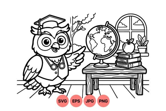 Cute Teacher Owl Illustration Art Graphics