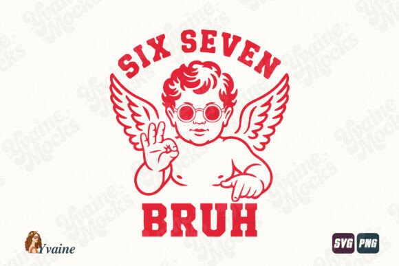 Funny Six Seven Valentines Cupid SVG PNG Graphics