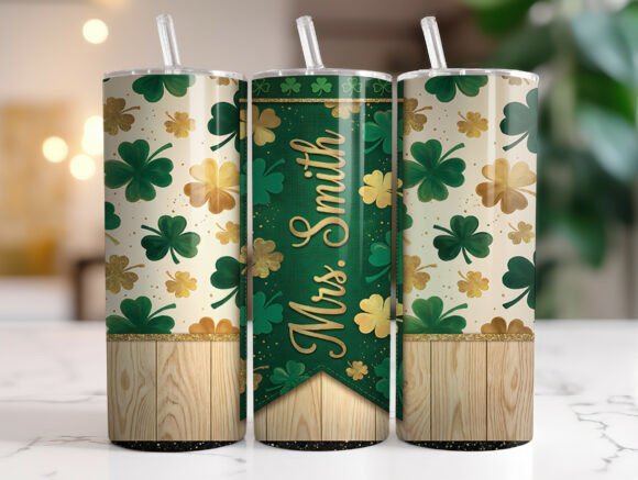 Glitter Teacher St Patrick’s Tumbler PNG