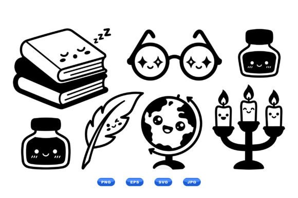 Kawaii School Icon Clipart: Graphics for Educational Content