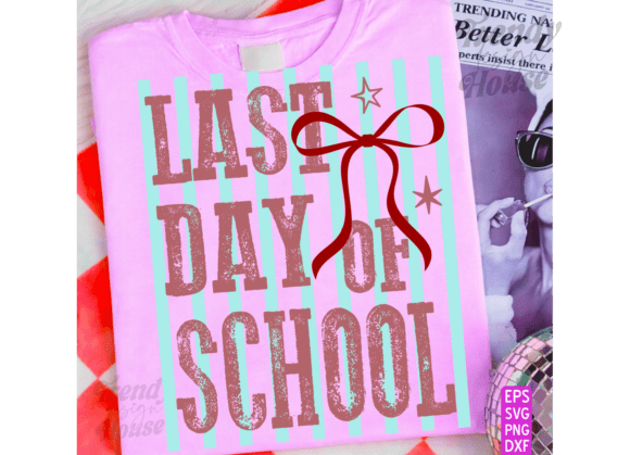 Last Day of School Stripes Coquette Png Graphics