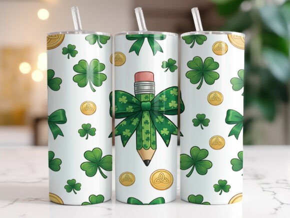 Lucky Teacher Pencil Tumbler Sublimation Graphics