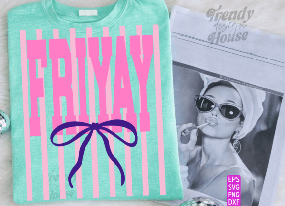 Preppy Striped FRIYAY Png, Teacher Png Graphics