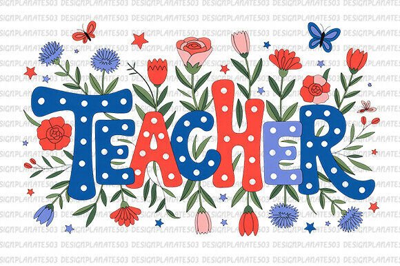 Retro Floral Teacher Png Graphics