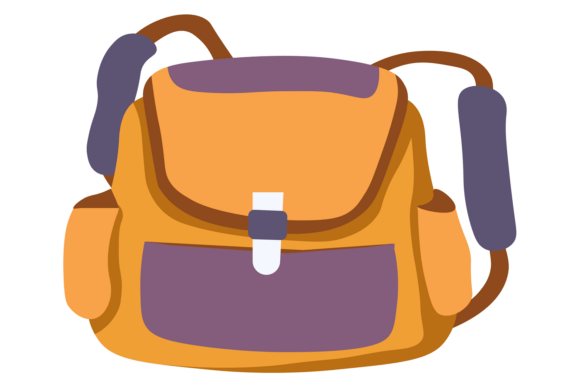 School Bag Cartoon Icon: Graphics for Editorial Use