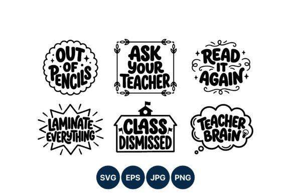 School Phrases Handwritten Vector Art: Graphics for Creative Sellers
