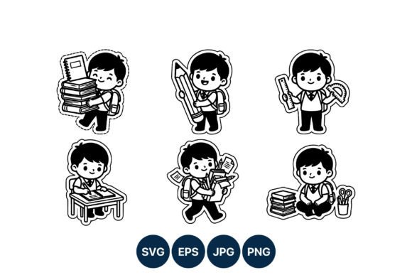 Schoolboy Holding Books and School