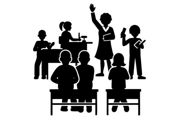 Students and Teacher in a Classroom Graphics