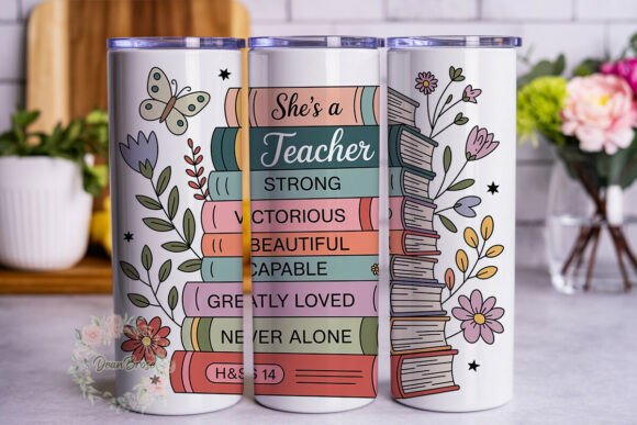 Teacher Books Floral 20oz Tumbler Wrap