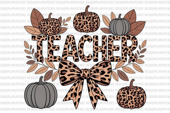 Teacher Leopard Png, Pumpkin Teacher Png
