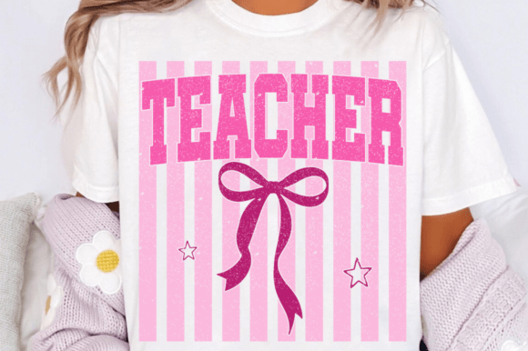 Teacher PNG, Striped Teacher Sublimation Graphics