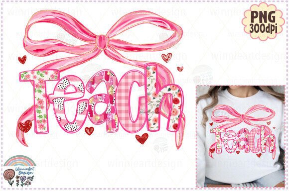 Teacher Preppy Valentine Coquette Heart Graphics